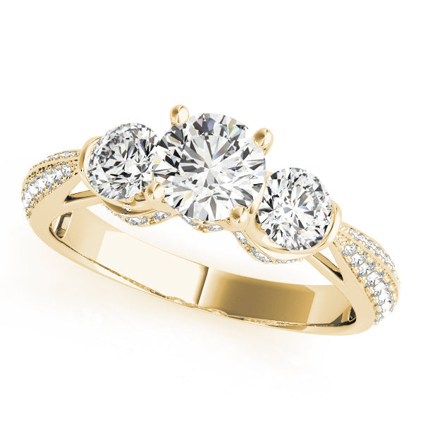 Lab Grown 3 Stone Diamonds Micro-Pave Setting Engagement