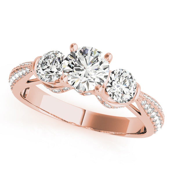 Lab Grown 3 Stone Diamonds Micro-Pave Setting Engagement