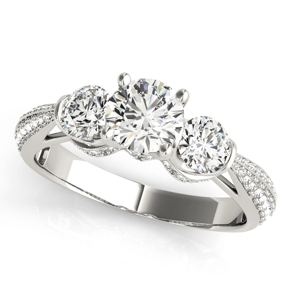 Lab Grown 3 Stone Diamonds Micro-Pave Setting Engagement