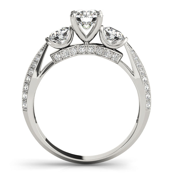 Lab Grown 3 Stone Diamonds Micro-Pave Setting Engagement