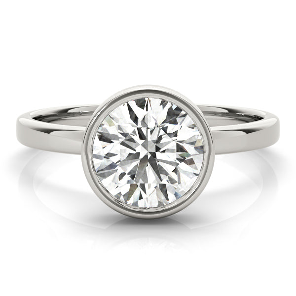 IGI Lab-Grown Round Cut Diamond Bezel Setting Solitaries Engagement Ring.
