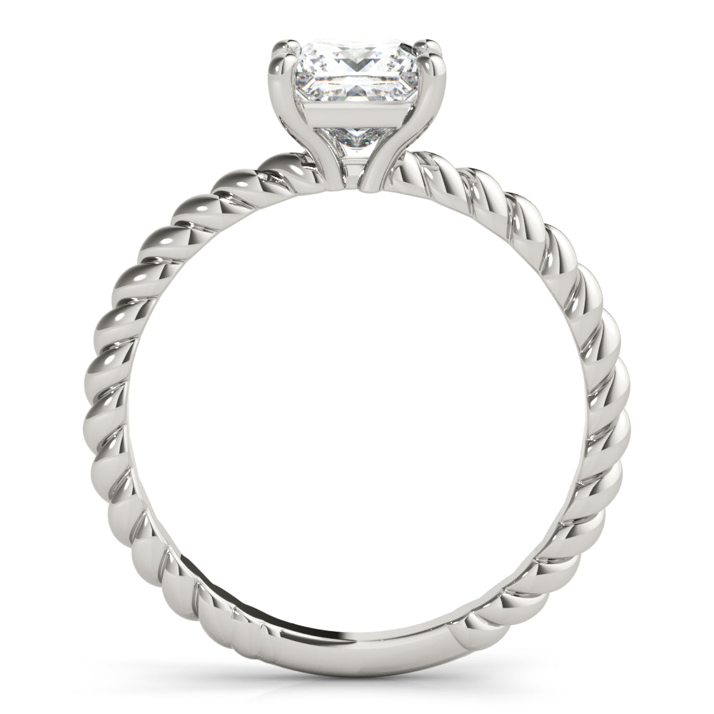 IGI Lab-Grown Princess Cut Diamond D-VVS Twisted Band Solitaire Engagement Ring.