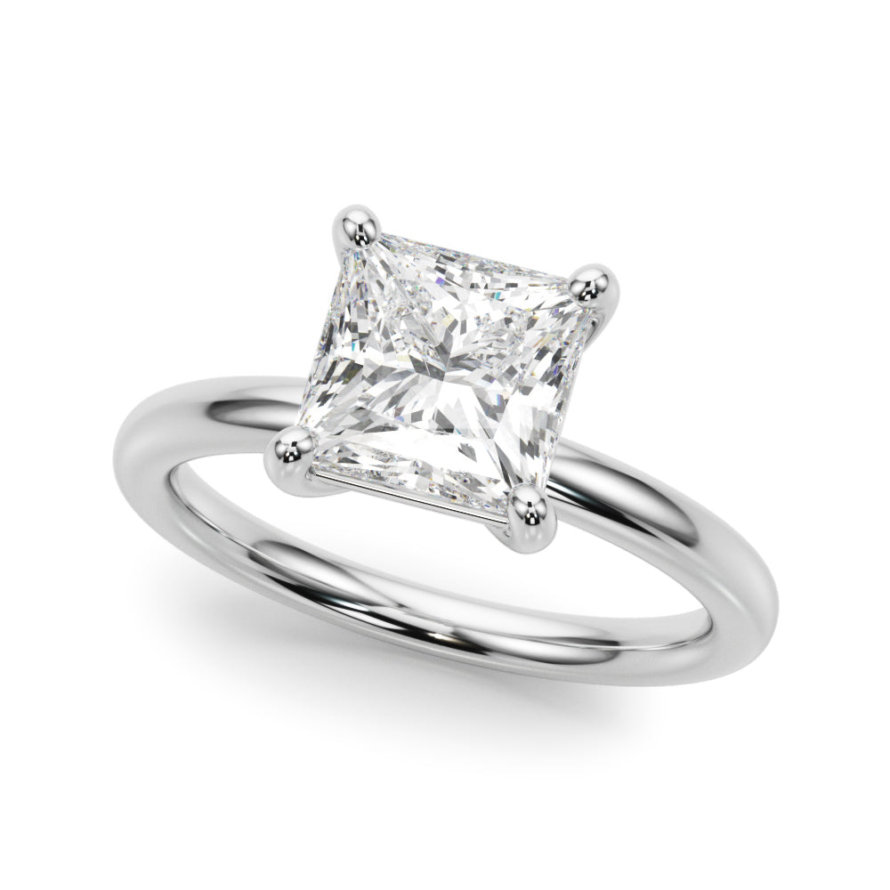 IGI Lab-Grown Princess Cut D-VVS Diamond Four Prong Solitaire Engagement Ring.