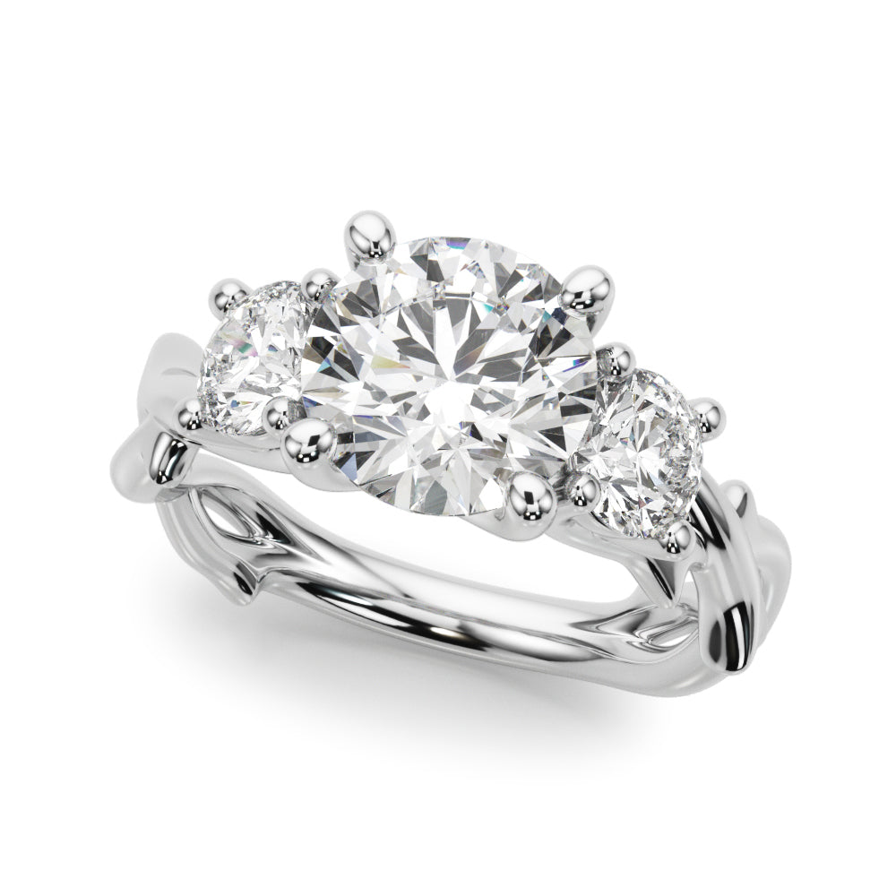 0.50-2.00ct Lab-Grown Round Cut Diamond Three Stone Engagement Ring Platinum