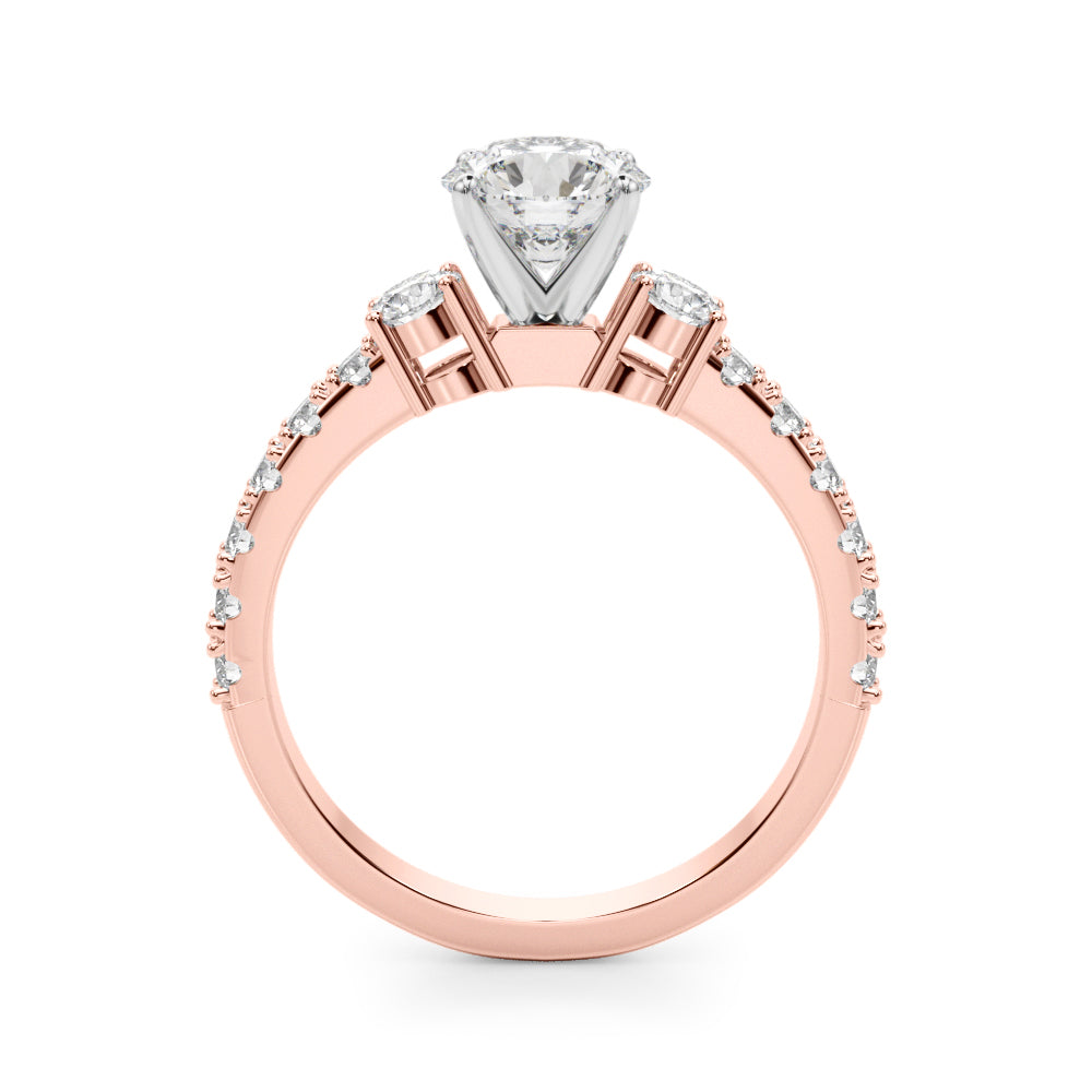 Lab-Grown Round Cut Diamond Three Stone Engagement Ring Available in 0.50-2.00ct