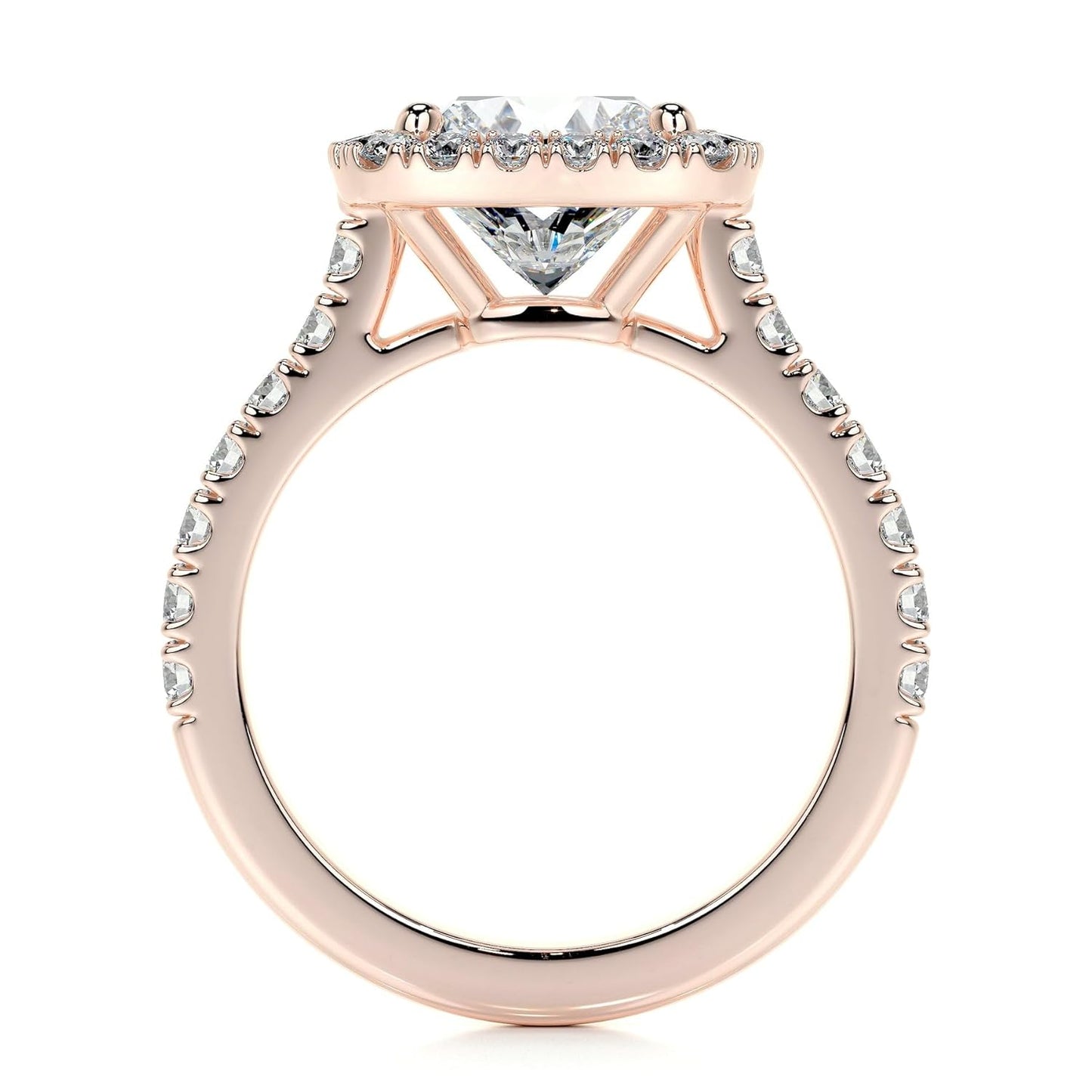 Cushion Cut Lab Grown Diamond Halo Engagement Ring with PavŽ Side Stones Ð IGI Certified
