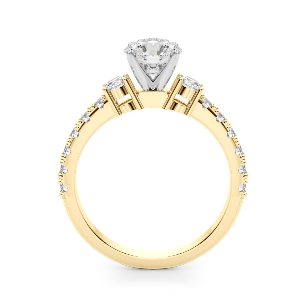 Lab-Grown Round Cut Diamond Three Stone Engagement Ring Available in 0.50-2.00ct