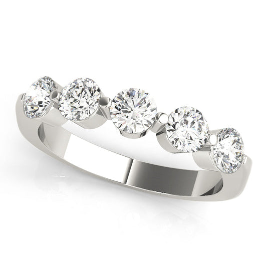 0.25-1.50ct Lab-Grown Round Diamond 5-Stone Shared Prong Diamond Ring, DE Color VVS Clarity