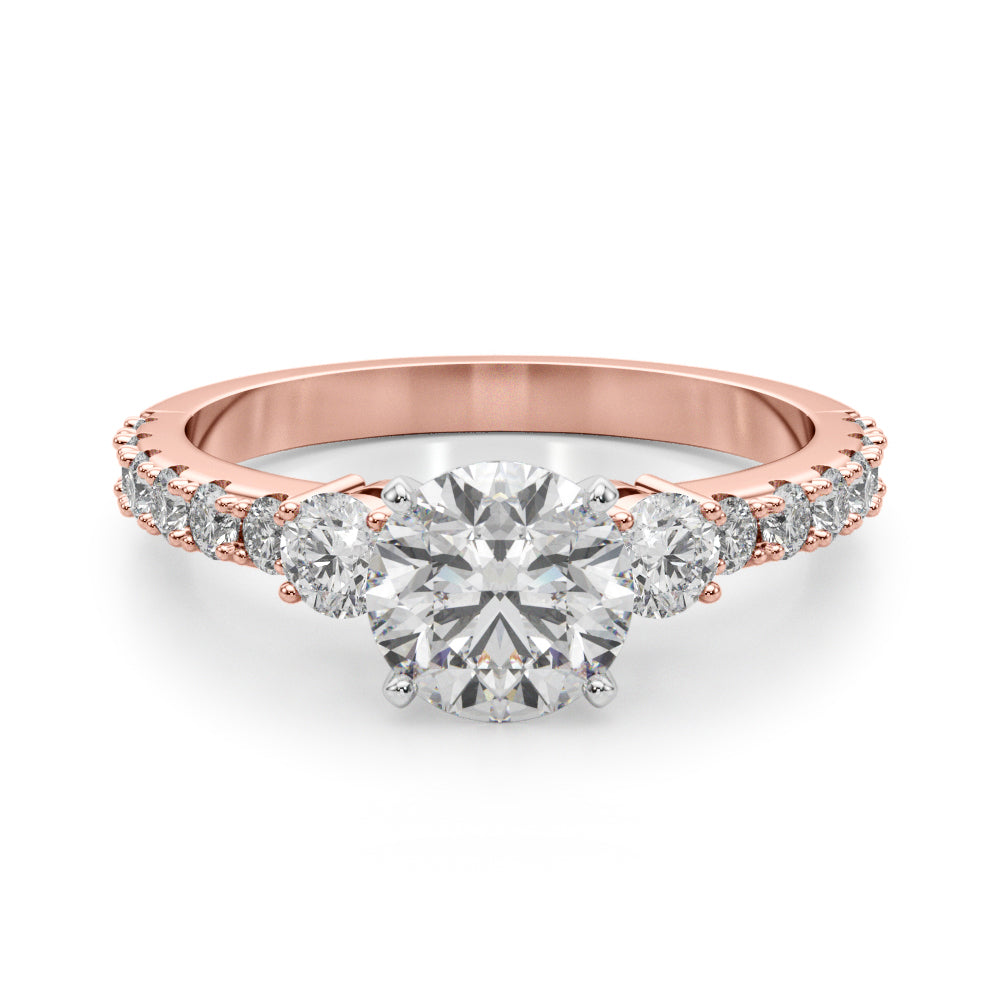 Lab-Grown Round Cut Diamond Three Stone Engagement Ring Available in 0.50-2.00ct