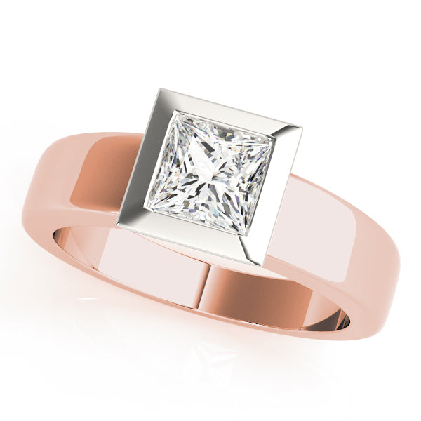 IGI Lab-Grown Princess Cut Diamond D-VVS Solitaire Bezel Set Engagement Ring.