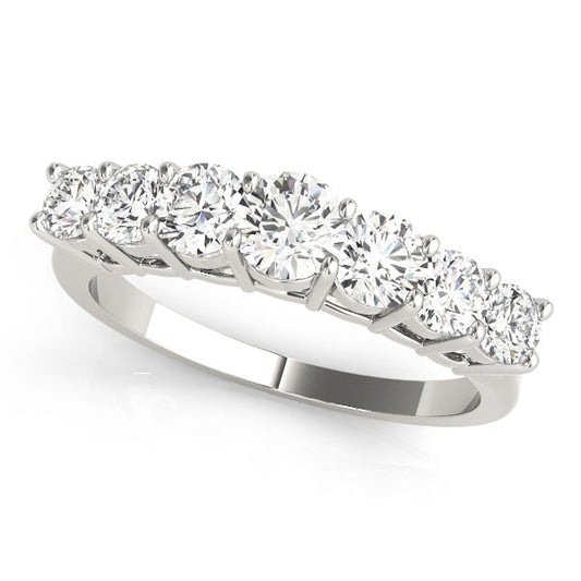 7 Stone Round Cut Lab Grown Diamond Wedding Band Set for Bride, D Color VVS Clarity