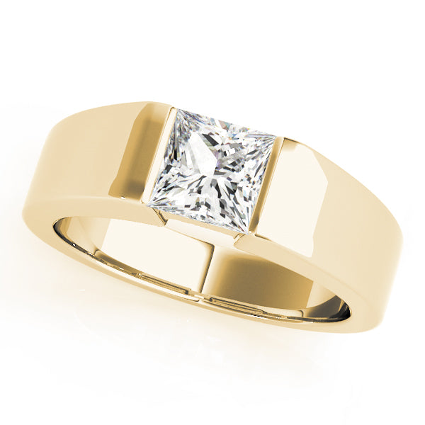 IGI Lab-Grown D-VVS Princess Cut Sleek Tapered Diamond Solitaire Engagement Ring.