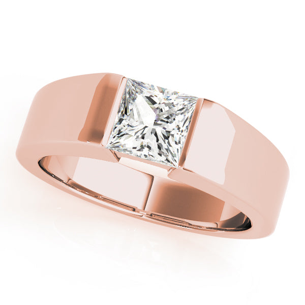 IGI Lab-Grown D-VVS Princess Cut Sleek Tapered Diamond Solitaire Engagement Ring.