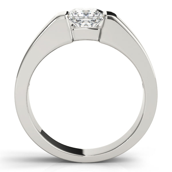 IGI Lab-Grown D-VVS Princess Cut Sleek Tapered Diamond Solitaire Engagement Ring.