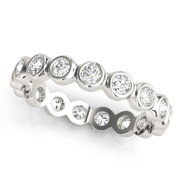 0.50-3.00ct Lab-Grown Round Cut D/VVS Diamond Bezel Set Full Eternity Wedding Ring.