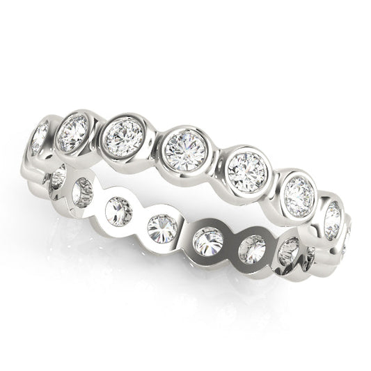 0.50-3.00ct Lab-Grown Round Cut D/VVS Diamond Bezel Set Full Eternity Wedding Ring.