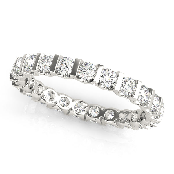 0.75-3.00ct Lab-Grown Round Cut D/VVS Diamond Bar Set Full Eternity Wedding Ring.