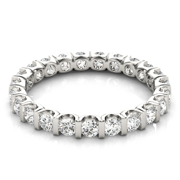 0.75-3.00ct Lab-Grown Round Cut D/VVS Diamond Bar Set Full Eternity Wedding Ring.
