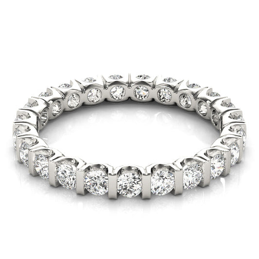 0.75-3.00ct Lab-Grown Round Cut D/VVS Diamond Bar Set Full Eternity Wedding Ring.