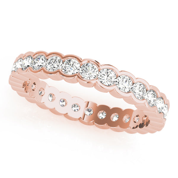 0.50-3.00ct Lab-Grown Round Cut D/VVS Diamond Half Bezel Set Full Eternity Wedding Ring