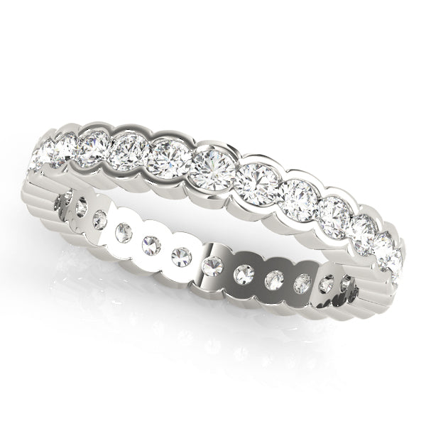 0.50-3.00ct Lab-Grown Round Cut D/VVS Diamond Half Bezel Set Full Eternity Wedding Ring