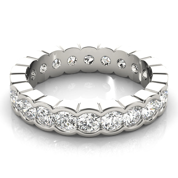 0.50-3.00ct Lab-Grown Round Cut D/VVS Diamond Half Bezel Set Full Eternity Wedding Ring
