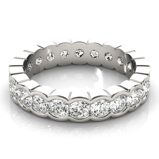 0.50-3.00ct Lab-Grown Round Cut D/VVS Diamond Half Bezel Set Full Eternity Wedding Ring