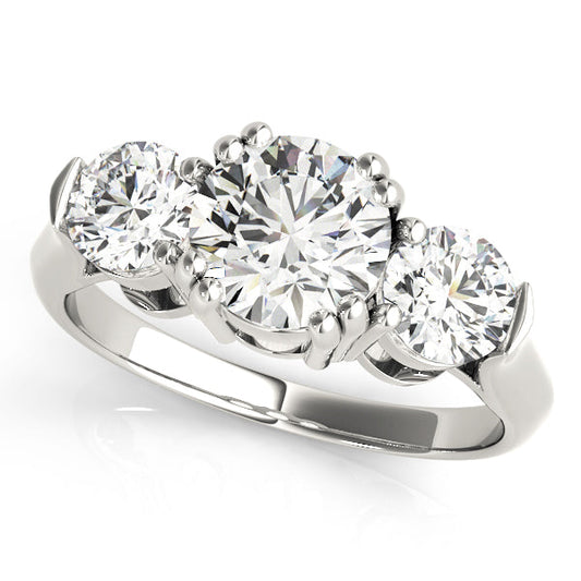 Lab-Grown Three-Stone Round Cut Diamond Engagement Ring with Prong Setting