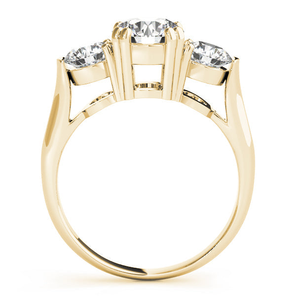 Lab-Grown Three-Stone Round Cut Diamond Engagement Ring with Prong Setting