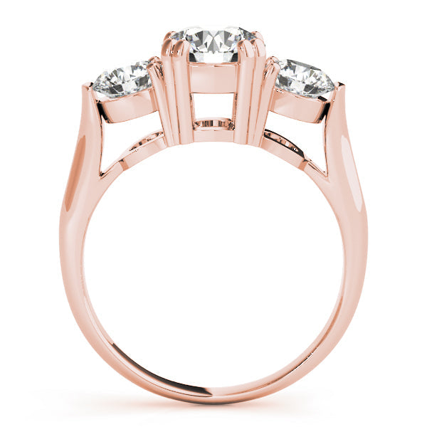 Lab-Grown Three-Stone Round Cut Diamond Engagement Ring with Prong Setting