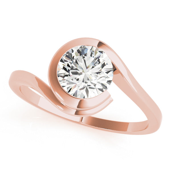 IGI Lab-Grown D-VVS Round Cut Diamond Partial Bezel Setting  Engagement Ring.