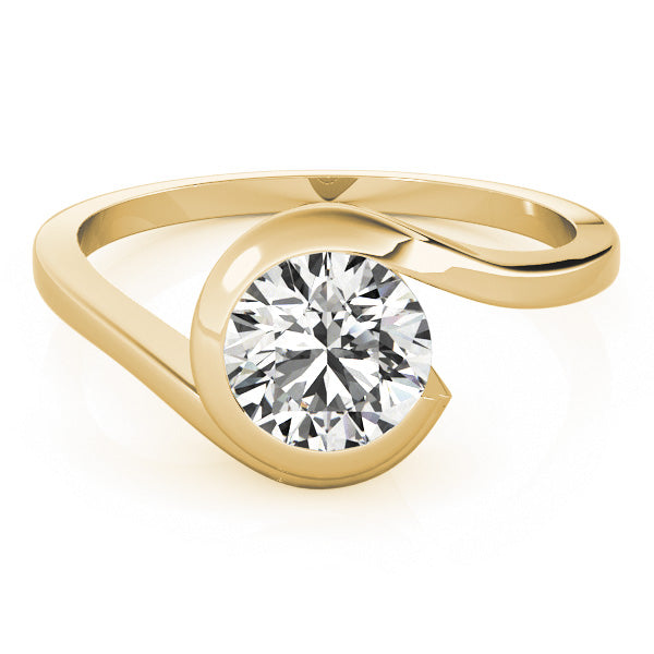 IGI Lab-Grown D-VVS Round Cut Diamond Partial Bezel Setting  Engagement Ring.