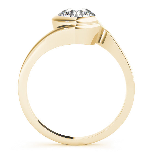 IGI Lab-Grown D-VVS Round Cut Diamond Partial Bezel Setting  Engagement Ring.