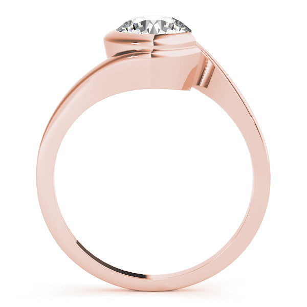IGI Lab-Grown D-VVS Round Cut Diamond Partial Bezel Setting  Engagement Ring.