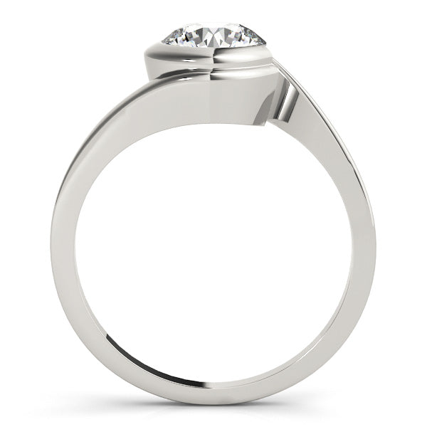 IGI Lab-Grown D-VVS Round Cut Diamond Partial Bezel Setting  Engagement Ring.