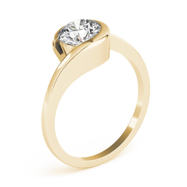 IGI Lab-Grown D-VVS Round Cut Diamond Partial Bezel Setting  Engagement Ring.