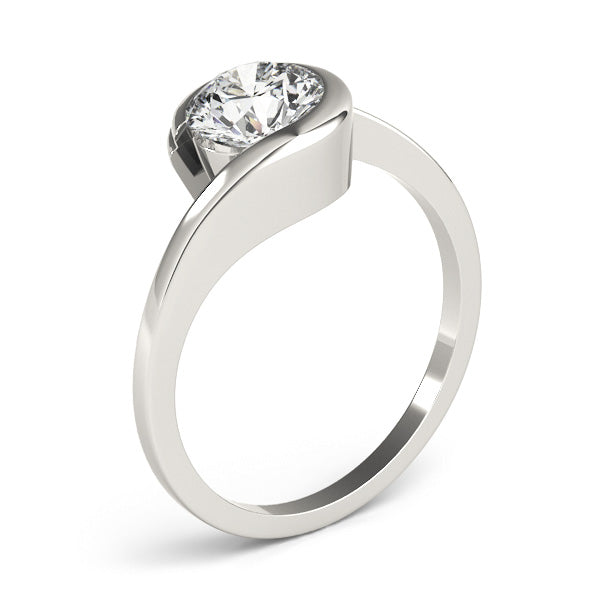 IGI Lab-Grown D-VVS Round Cut Diamond Partial Bezel Setting  Engagement Ring.