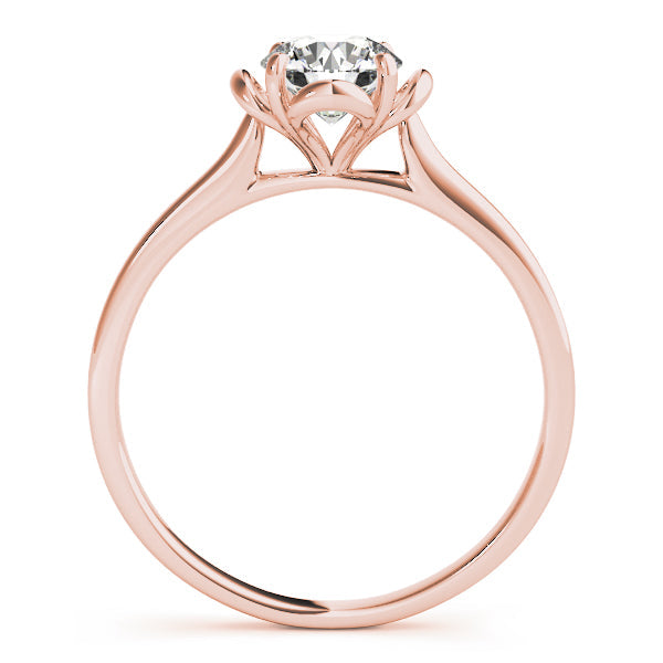 IGI Lab-Grown Round Cut Diamond 4-Prong Solitaire Flower Shape Engagement Ring.