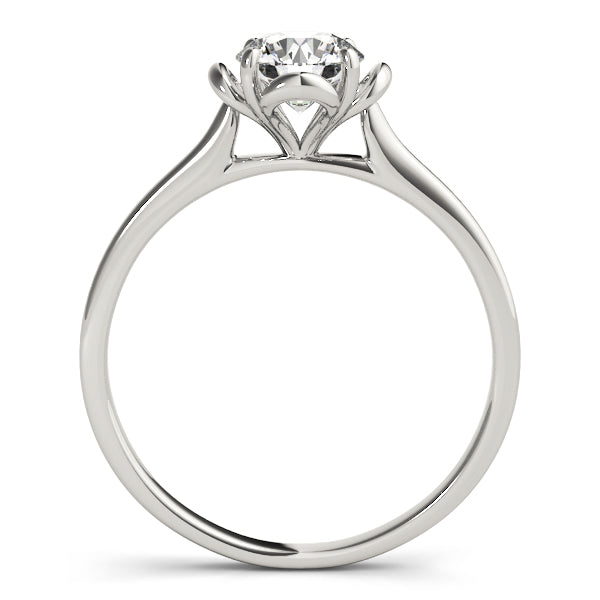IGI Lab-Grown Round Cut Diamond 4-Prong Solitaire Flower Shape Engagement Ring.