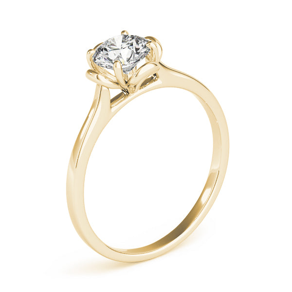 IGI Lab-Grown Round Cut Diamond 4-Prong Solitaire Flower Shape Engagement Ring.