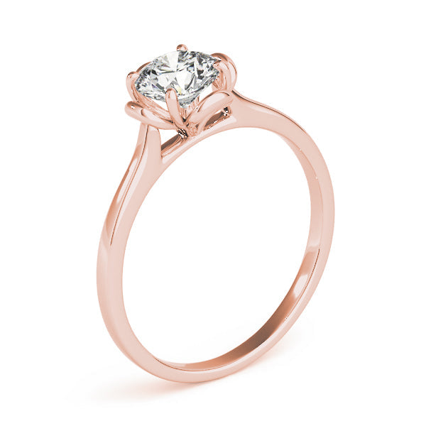 IGI Lab-Grown Round Cut Diamond 4-Prong Solitaire Flower Shape Engagement Ring.