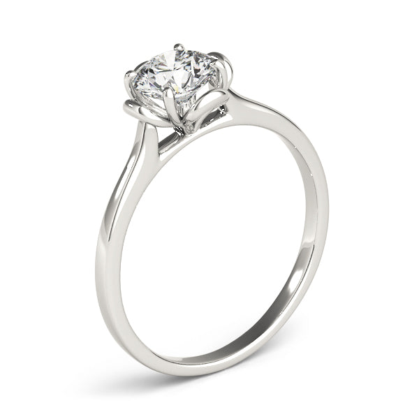 IGI Lab-Grown Round Cut Diamond 4-Prong Solitaire Flower Shape Engagement Ring.