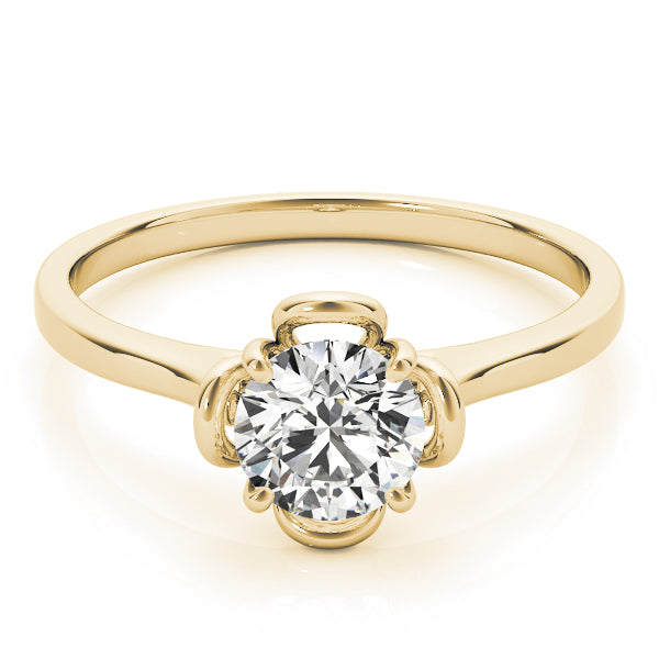 IGI Lab-Grown Round Cut Diamond 4-Prong Solitaire Flower Shape Engagement Ring.