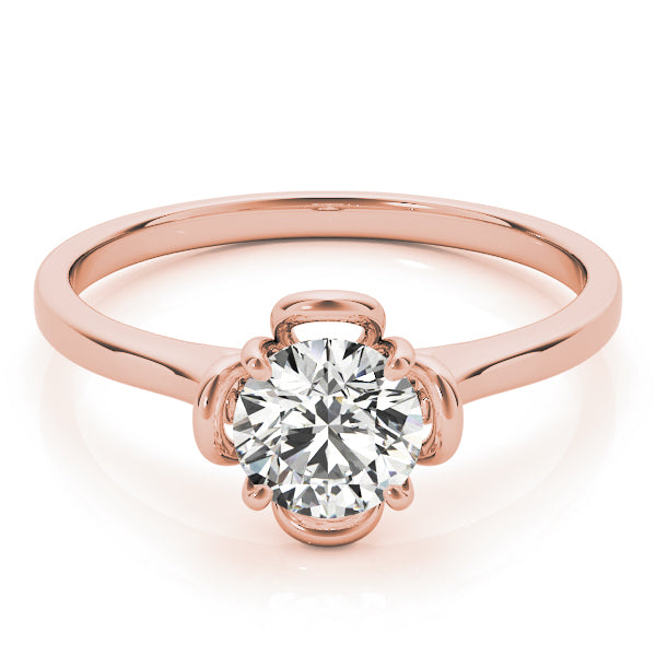 IGI Lab-Grown Round Cut Diamond 4-Prong Solitaire Flower Shape Engagement Ring.
