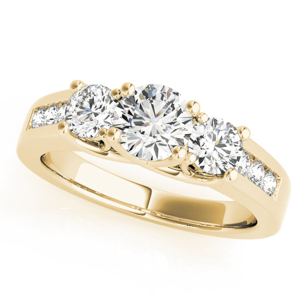 Lab-Grown Three Stone Round Cut Diamond Engagement Ring Available in 18k White Gold