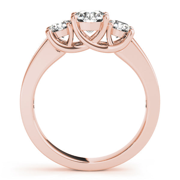 Lab-Grown Three Stone Round Cut Diamond Engagement Ring Available in 18k White Gold