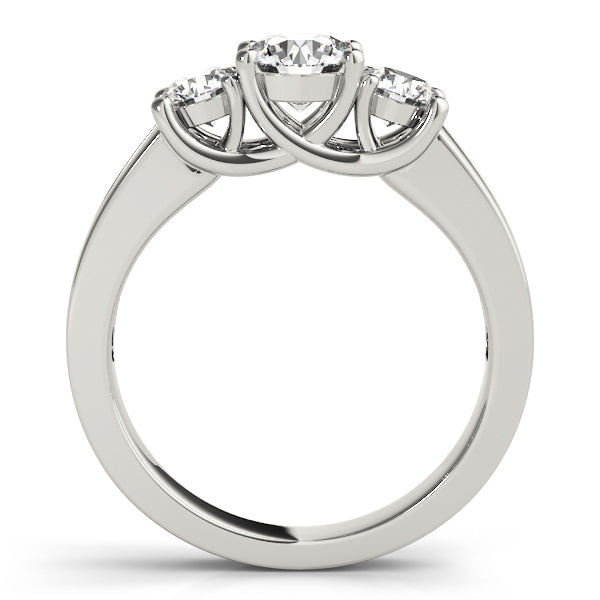 Lab-Grown Three Stone Round Cut Diamond Engagement Ring Available in 18k White Gold