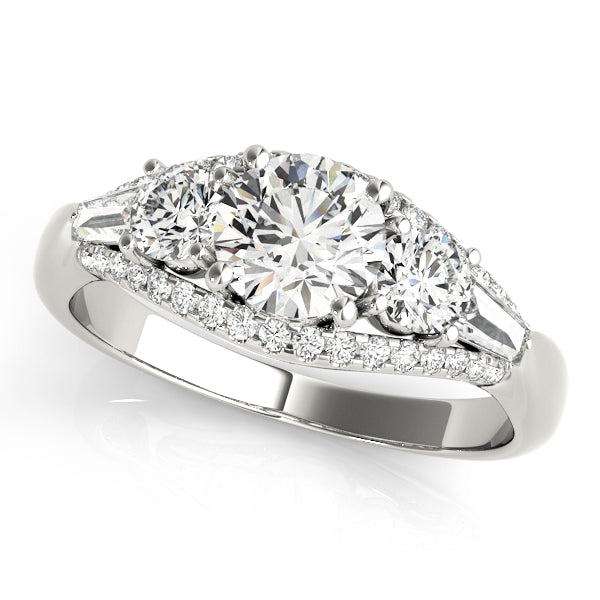 Lab Grown 3 Stone Diamonds Four Prong Setting Engagement