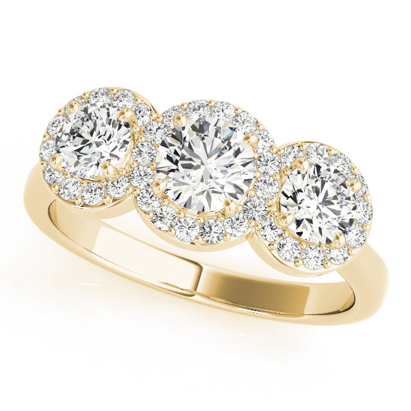 Lab-Grown Round Cut Diamond  Trinity Engagement Ring In 18k White Gold