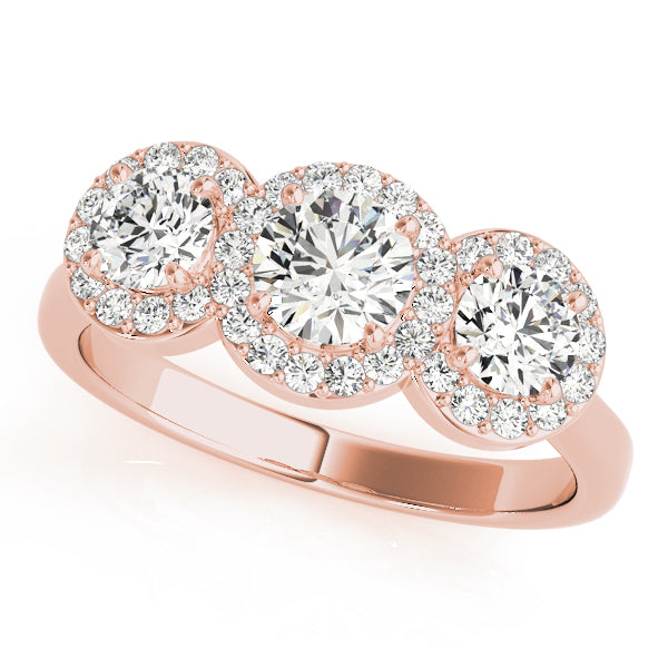 Lab-Grown Round Cut Diamond  Trinity Engagement Ring In 18k White Gold